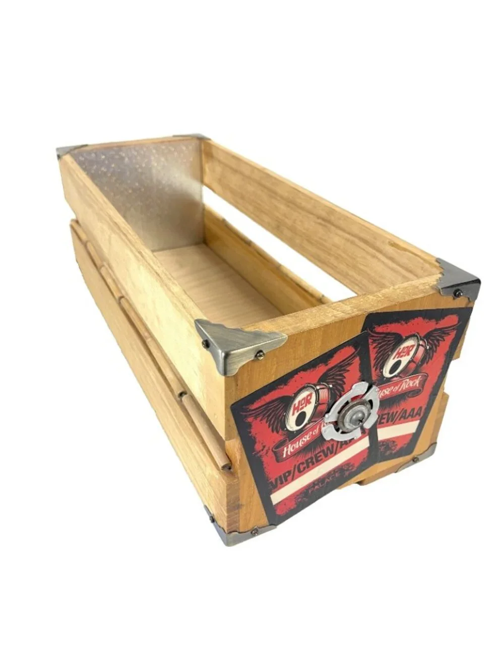 Artisanal Decorative Storage Crate Planter OOAK Wood Music Fan CD Box Organizer